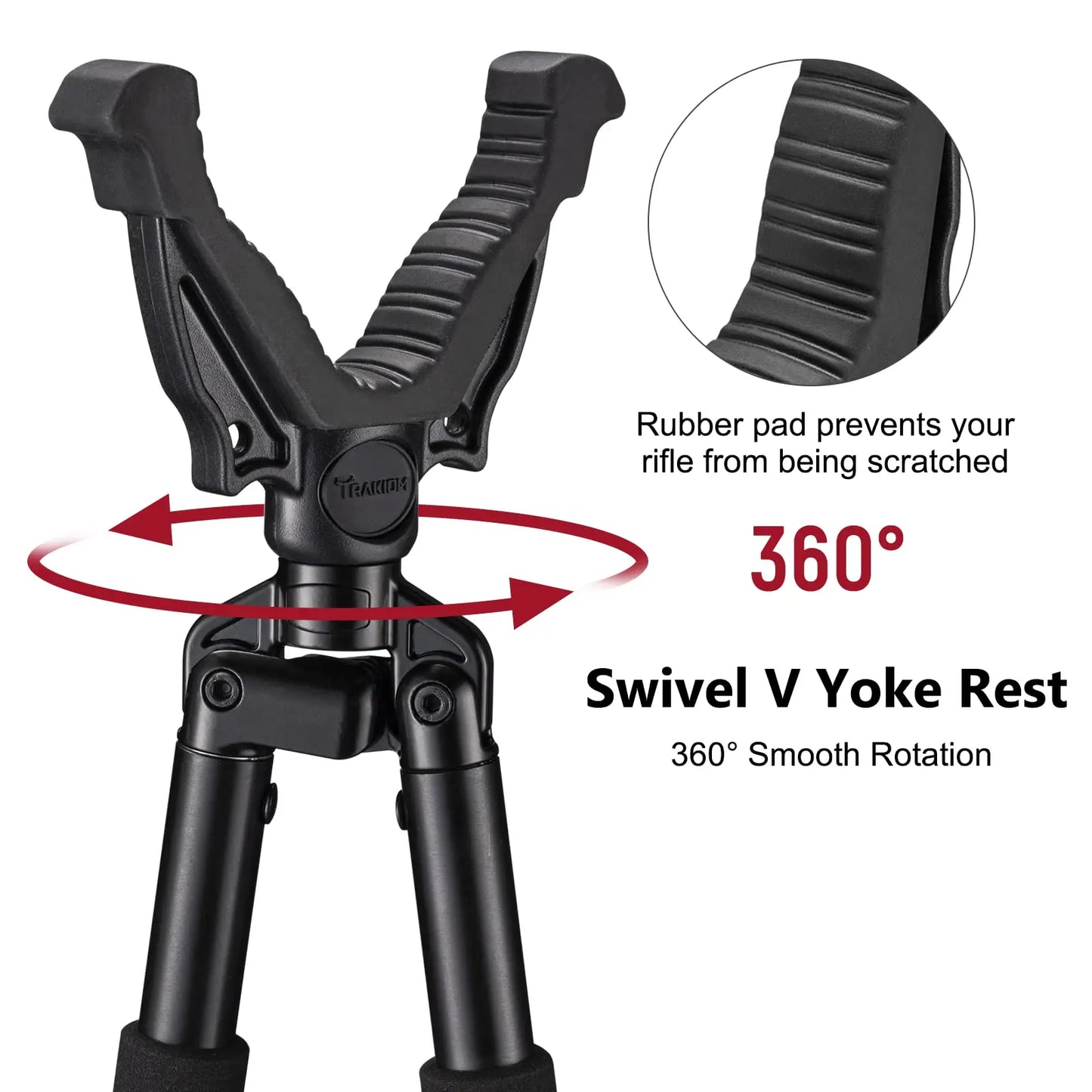 Hunting Bipod, with 360° V Yoke Rest