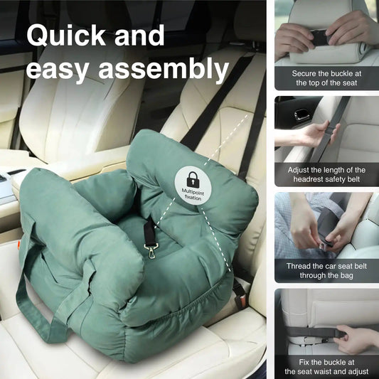 Dog Booster Seat with Handles and Safety Belt