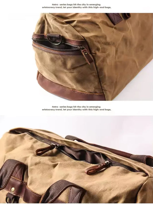 Waxed Canvas Leather Travel Bag
