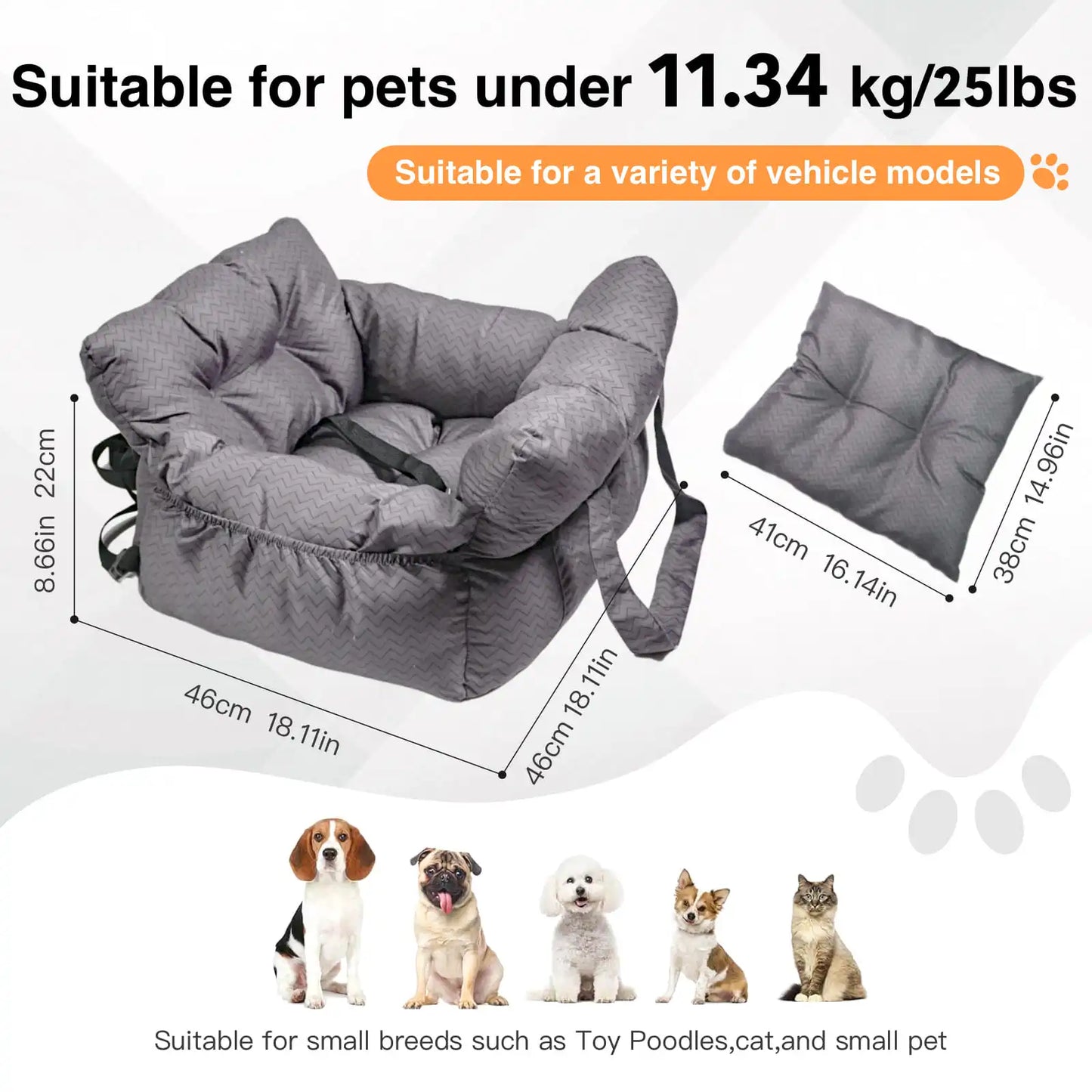 Dog Booster Seat with Handles and Safety Belt