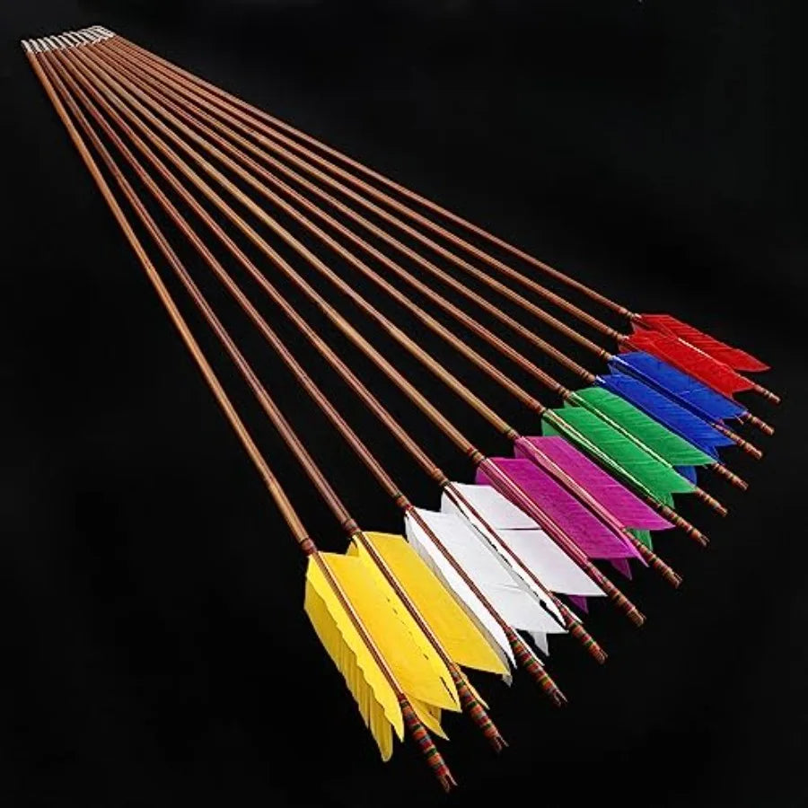 Traditional Bamboo Arrows with Turkey Feathers Fletching