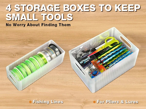 Garage Fishing Pole Rack Containers Included, up to 10 Rods Tackle Box Reel Storage Fishing Rod Rack