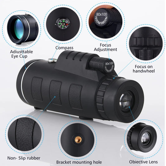 80x100 HD ZOOM Monocular Telescope