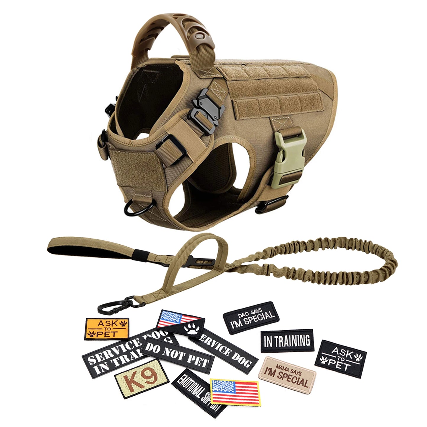 Military Large Dog Harness Collar and Leash