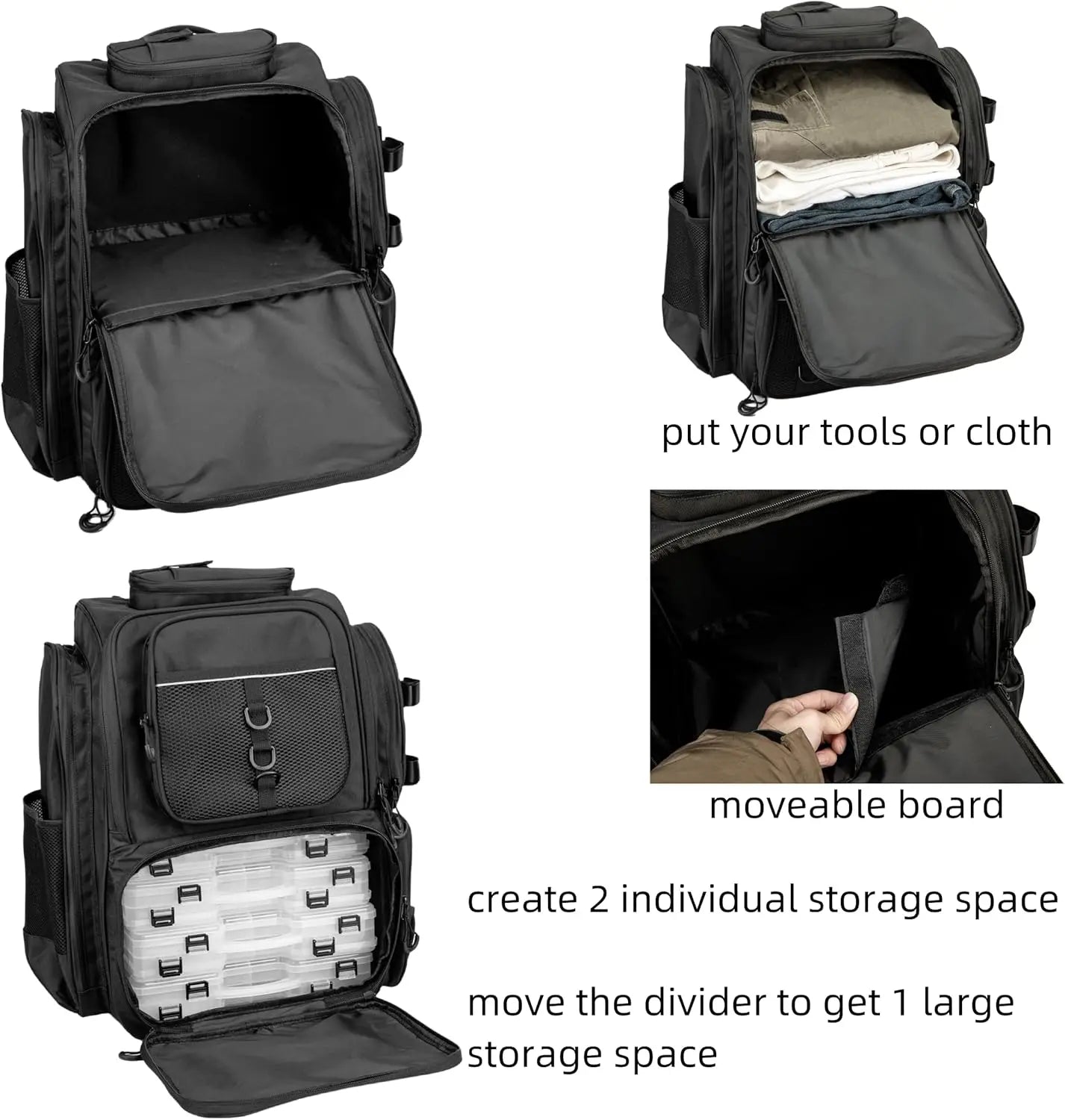 Large Waterproof Fishing Backpack with Tackle Boxes