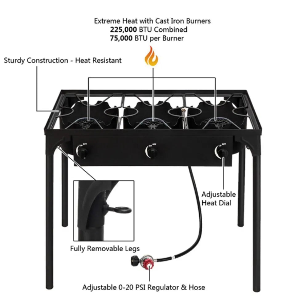 Three Burner Outdoor Camp Stove