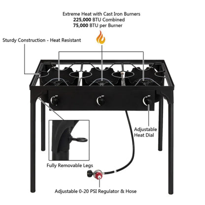 Three Burner Outdoor Camp Stove