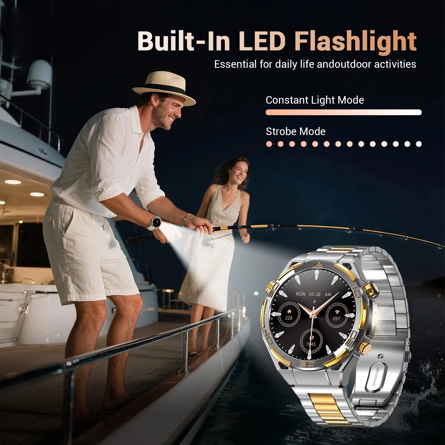 W90Pro GPS Smartwatch with Flashlight