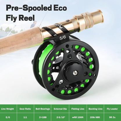 4-Piece Graphite Fly Fishing Rod and Reel Combo