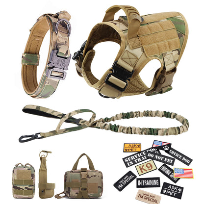 Military Large Dog Harness Collar and Leash