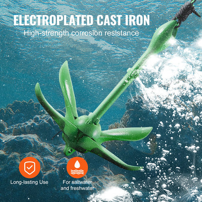 Folding Small Boat Anchor with Storage Bag        Anchor Kit 3.5 lb Paddle Board Anchor Kit with 26.2 ft Rope and Buoy