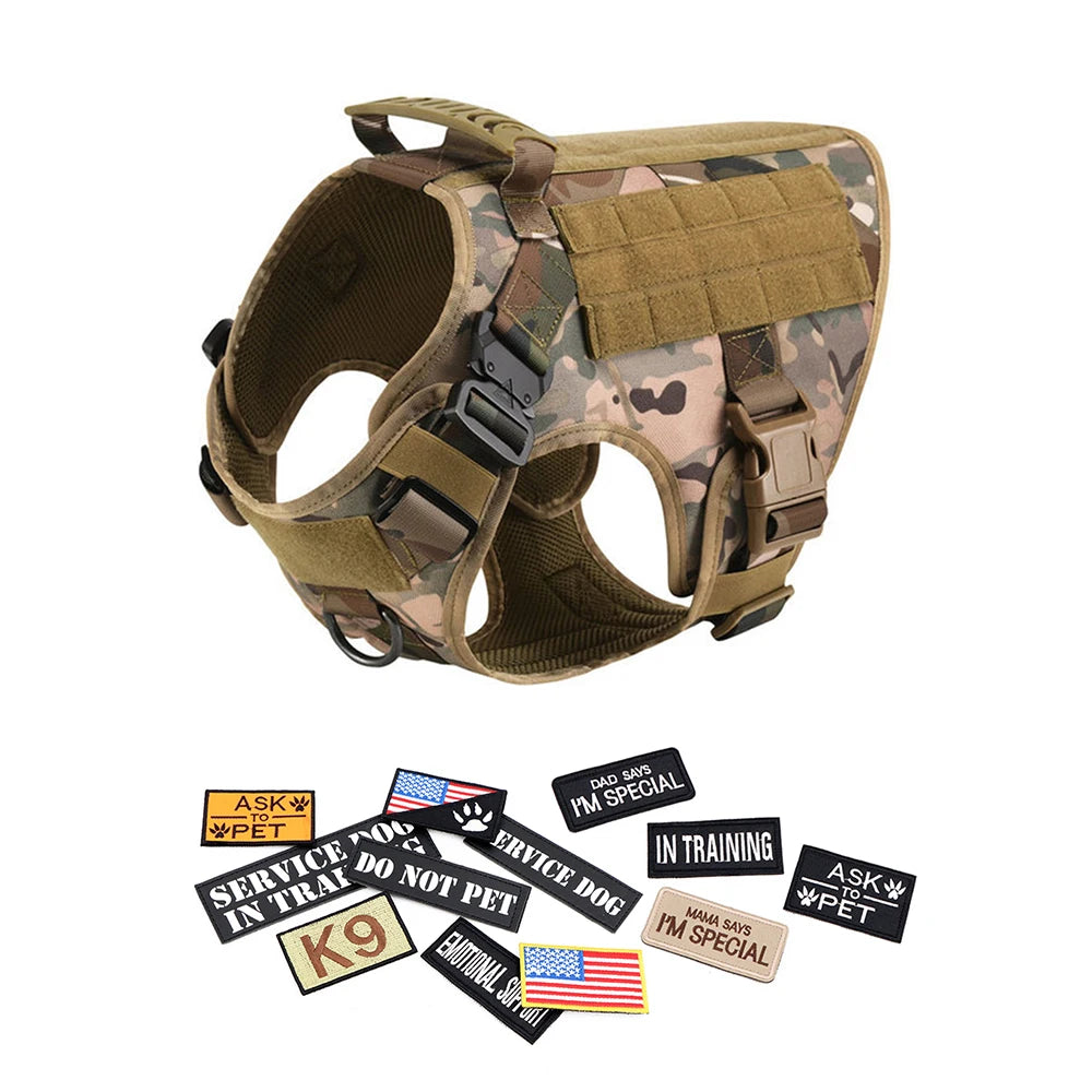 Military Large Dog Harness Collar and Leash