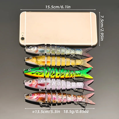 ANFS 5pcs Jointed Bait Fishing Lures