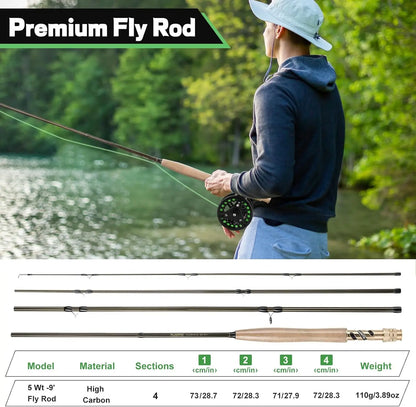 4-Piece Graphite Fly Fishing Rod and Reel Combo