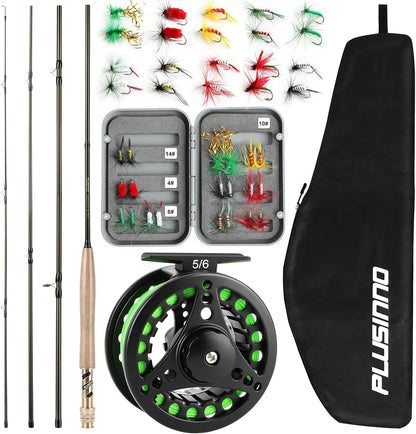 4-Piece Graphite Fly Fishing Rod and Reel Combo