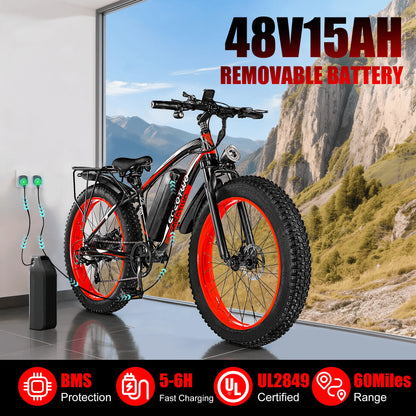 Adult 26" Fat Tire 1500W Peak Motor Electric Bicycle
