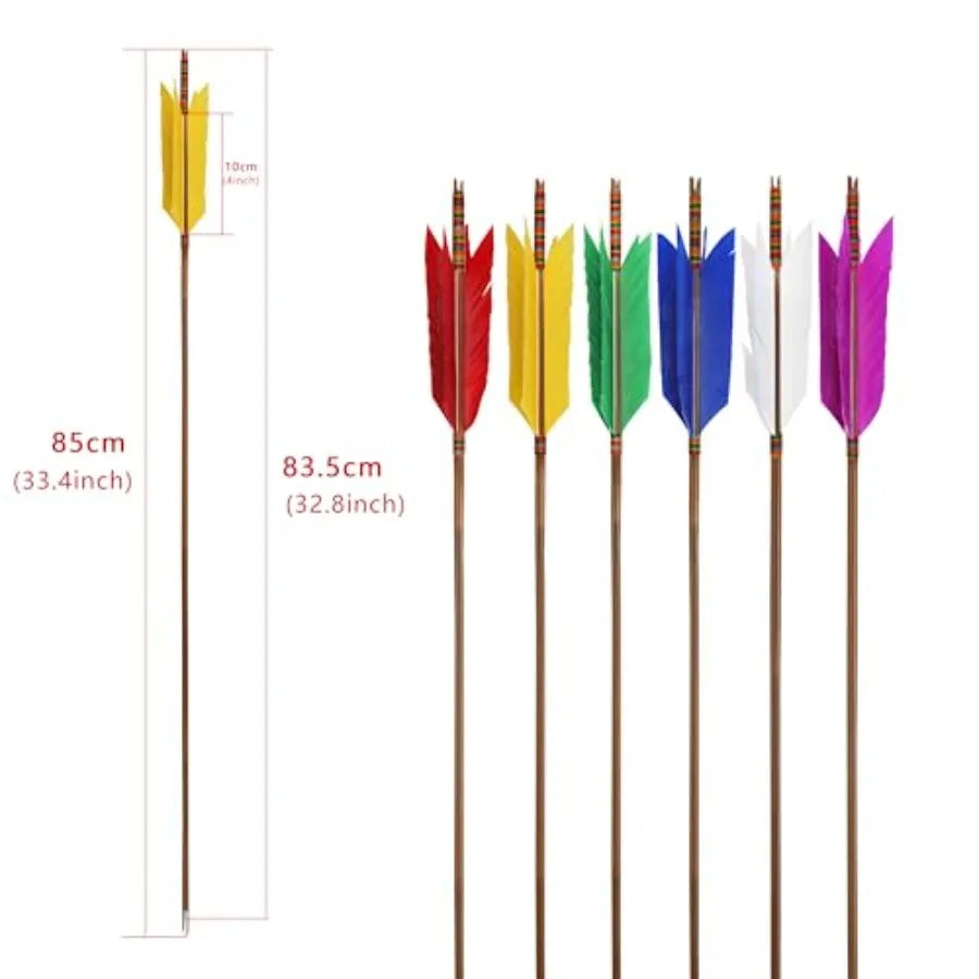 Traditional Bamboo Arrows with Turkey Feathers Fletching