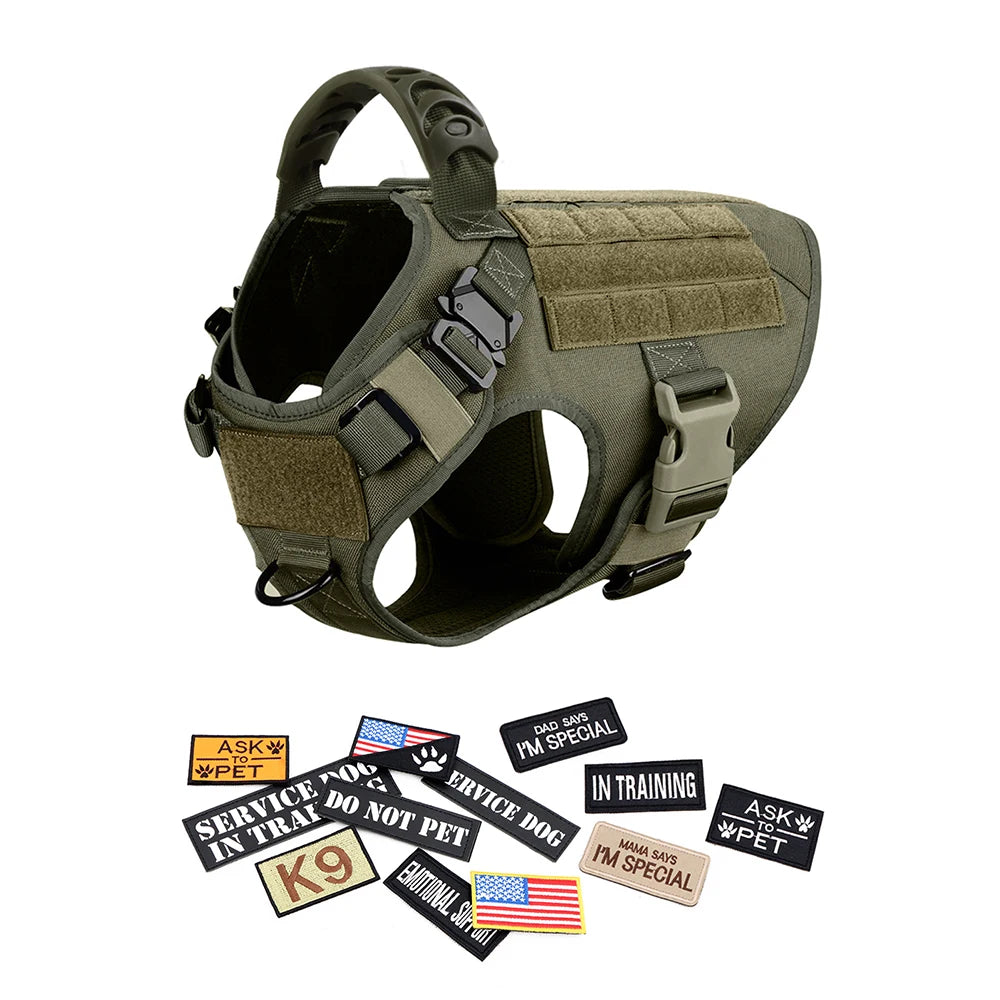 Military Large Dog Harness Collar and Leash