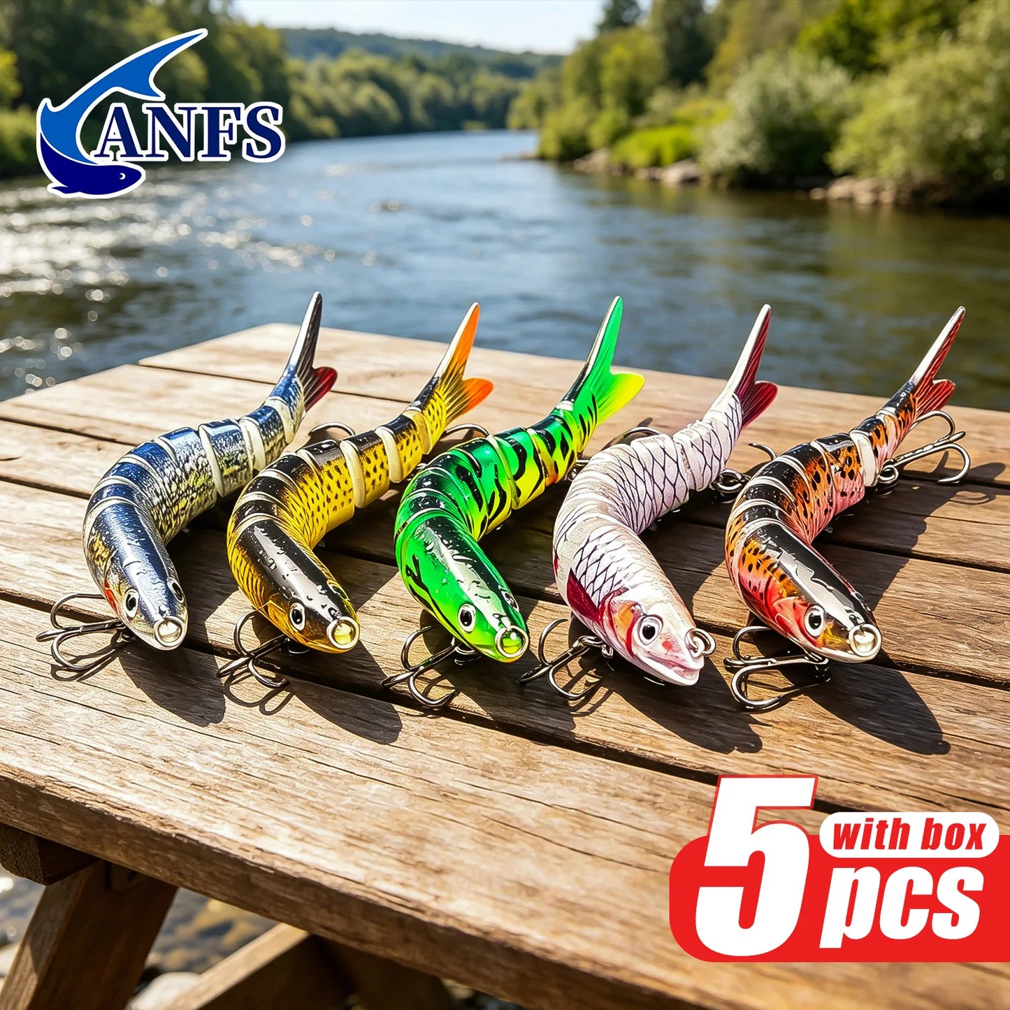 ANFS 5pcs Jointed Bait Fishing Lures