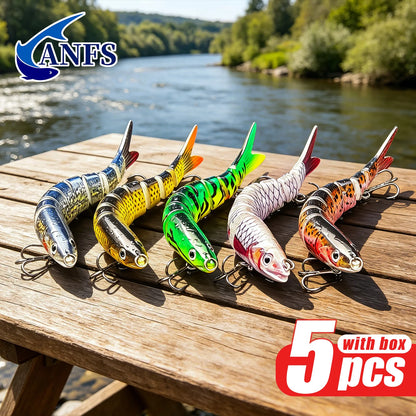 ANFS 5pcs Jointed Bait Fishing Lures
