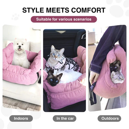 Dog Booster Seat with Handles and Safety Belt