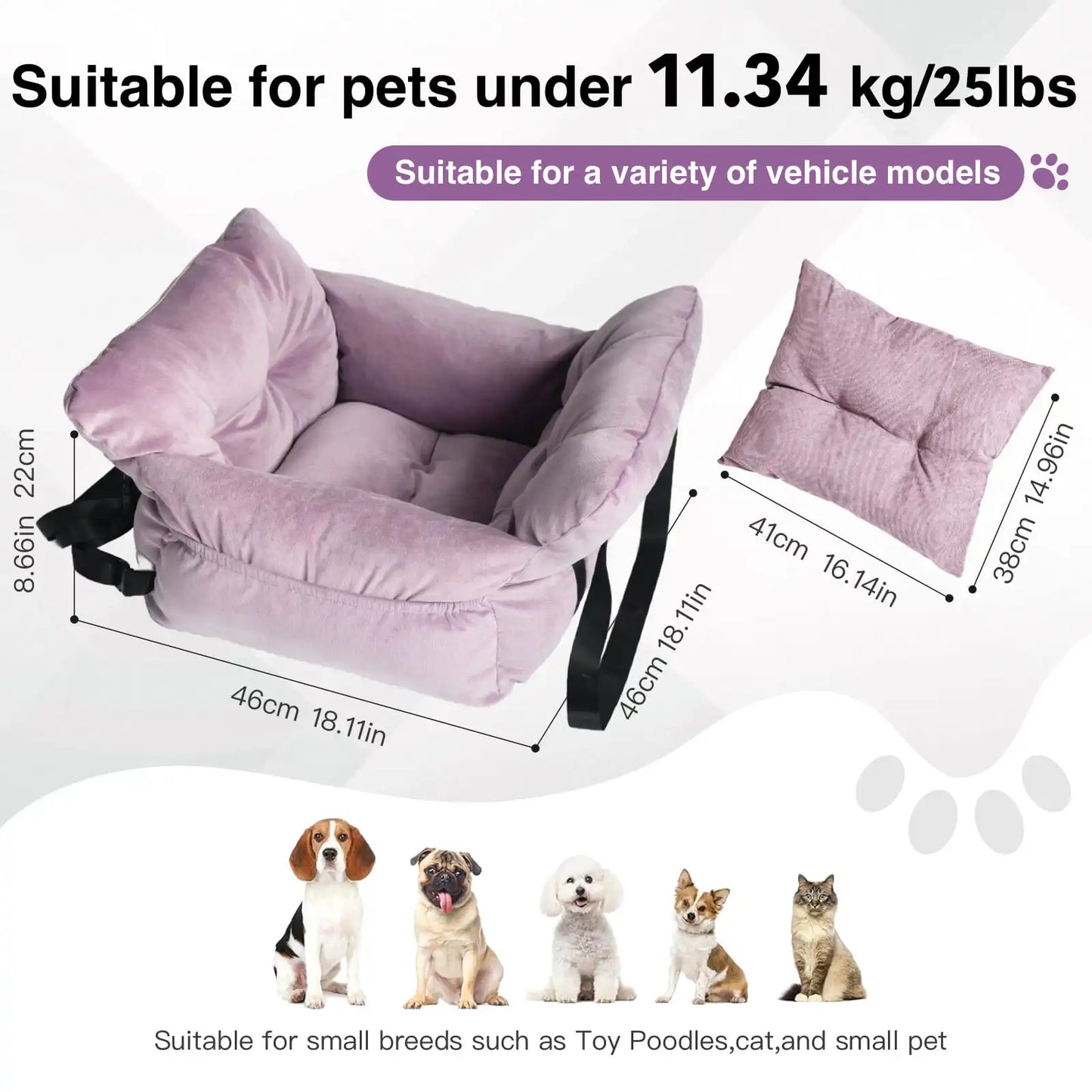 Dog Booster Seat with Handles and Safety Belt