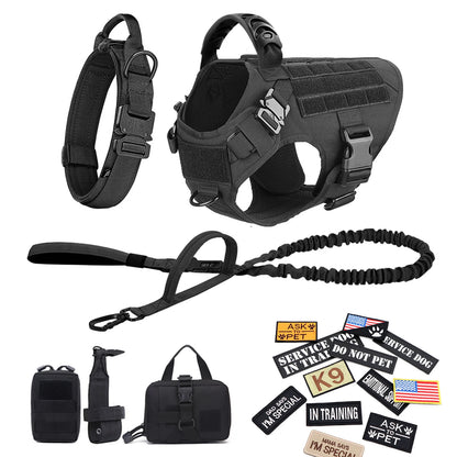Military Large Dog Harness Collar and Leash