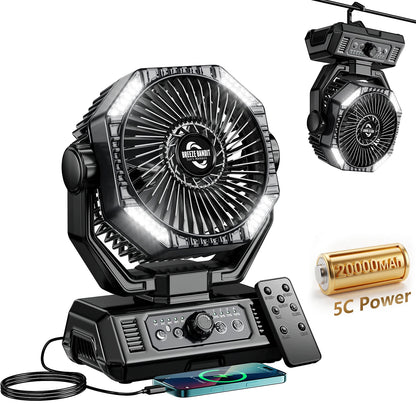 Camping Fan with LED Lantern