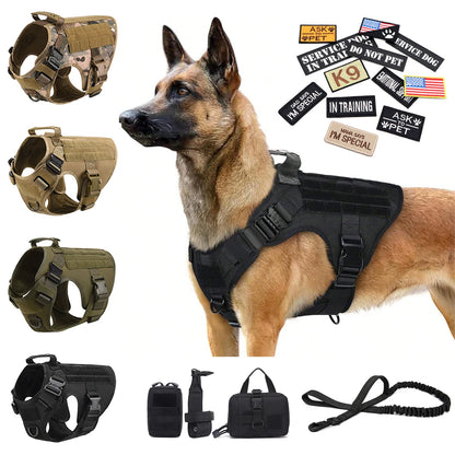 Military Large Dog Harness Collar and Leash