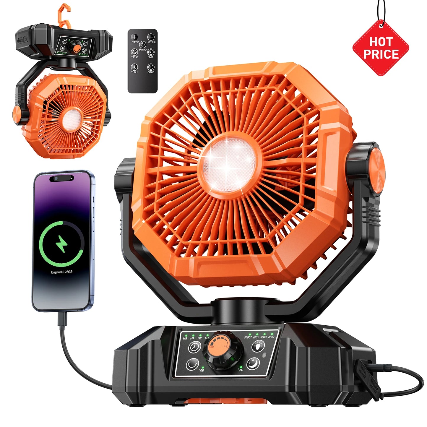 Camping Fan with LED Lantern