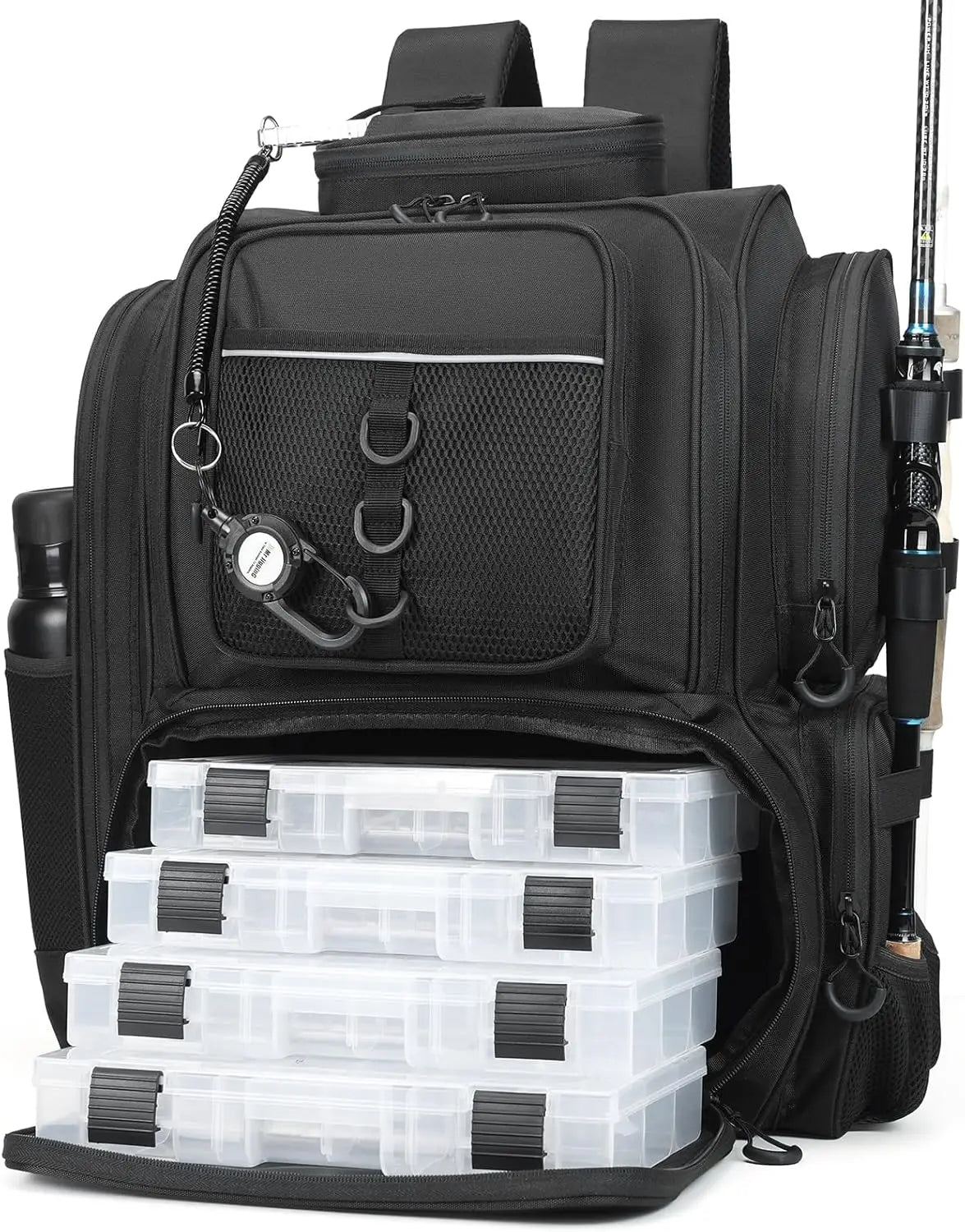 Large Waterproof Fishing Backpack with Tackle Boxes