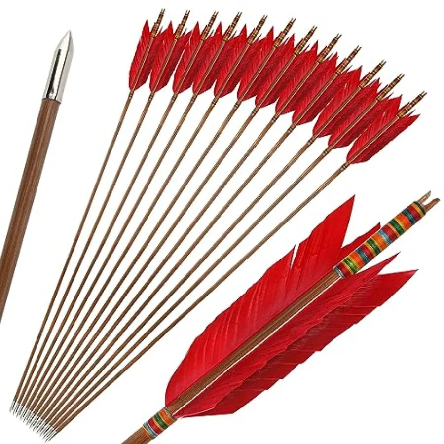 Traditional Bamboo Arrows with Turkey Feathers Fletching
