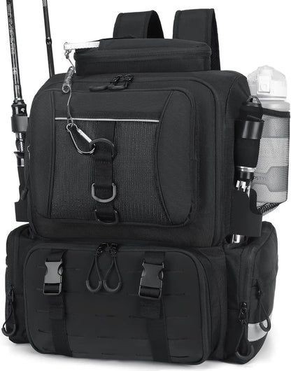 Large Waterproof Fishing Backpack with Tackle Boxes