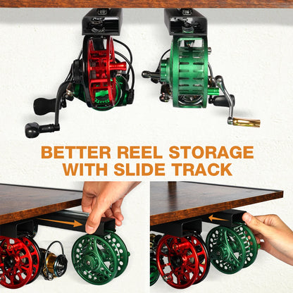 Garage Fishing Pole Rack Containers Included, up to 10 Rods Tackle Box Reel Storage Fishing Rod Rack
