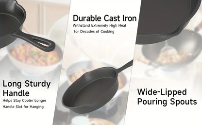 3PCS Pre-Seasoned Cast Iron Skillet Set