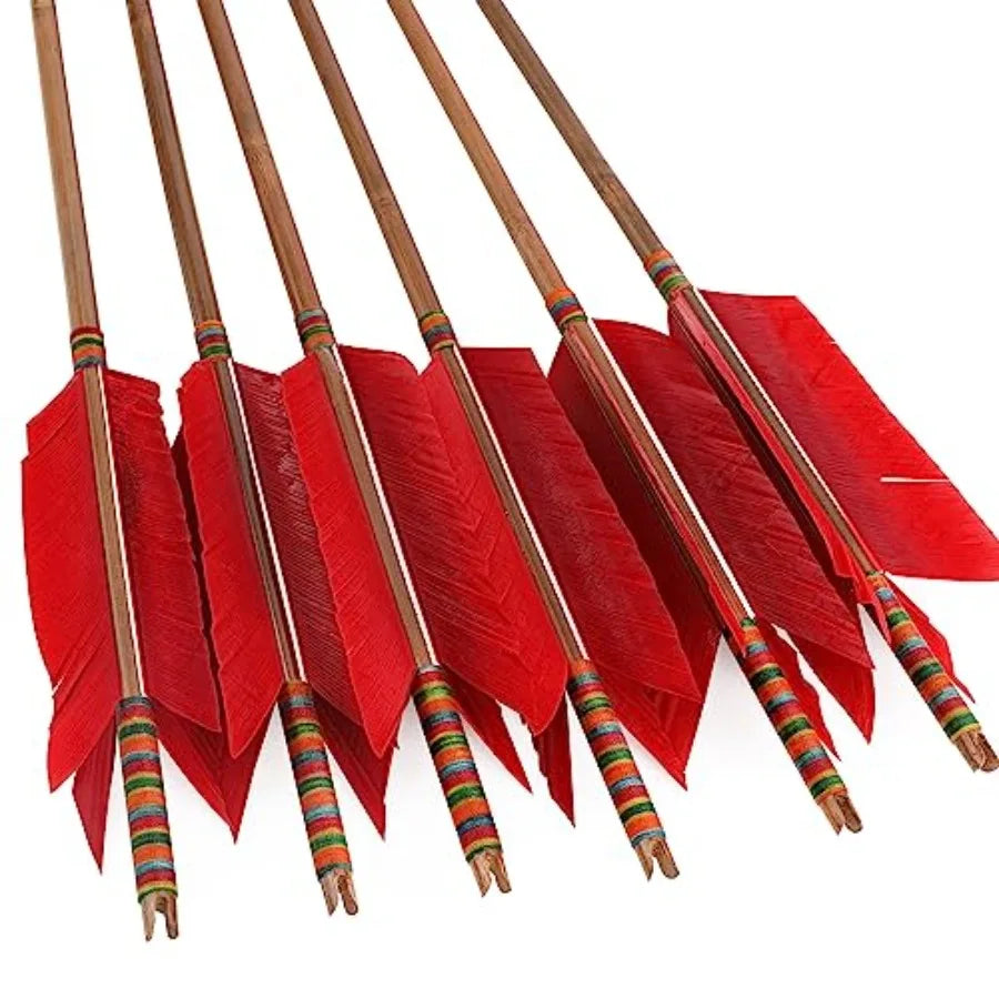Traditional Bamboo Arrows with Turkey Feathers Fletching