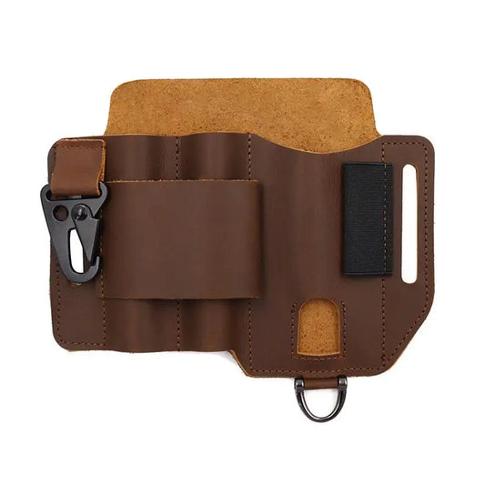 Leather EDC Organizer             Pocket Outdoor Storage Tool For Flashlight Knife Pen Screwdriver Car Key For Man