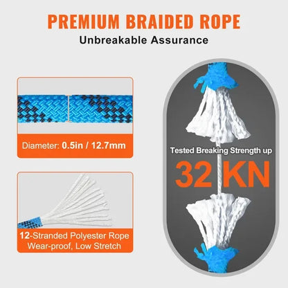 12.7mm Static Climbing Rope, 125ft.