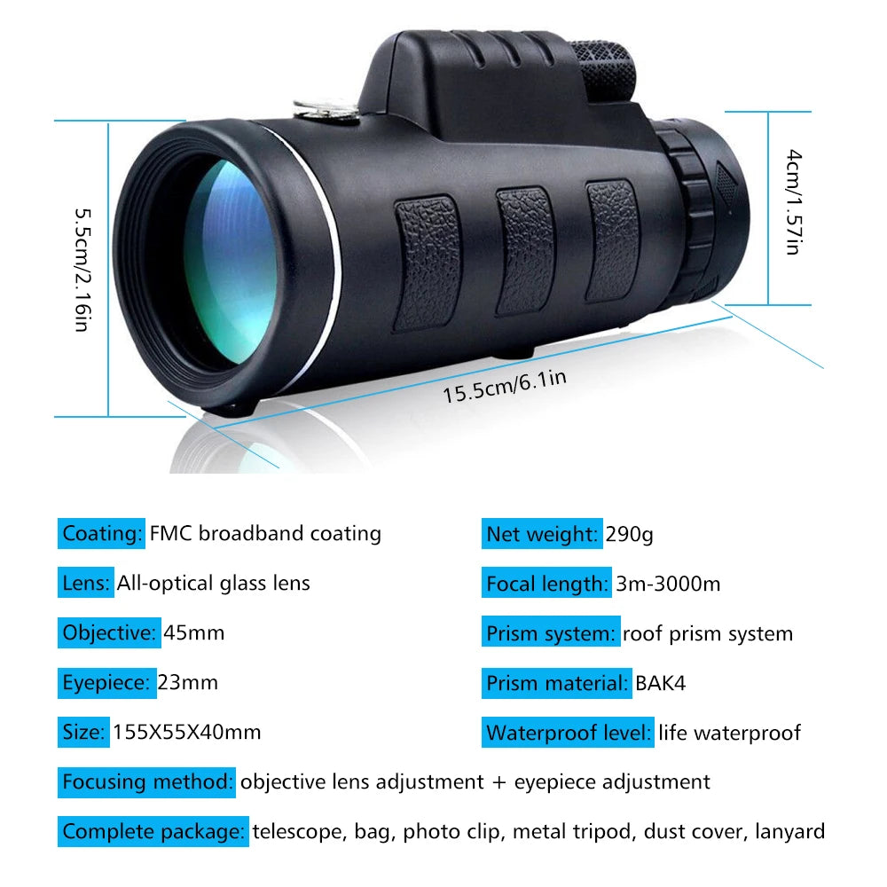 80x100 HD ZOOM Monocular Telescope