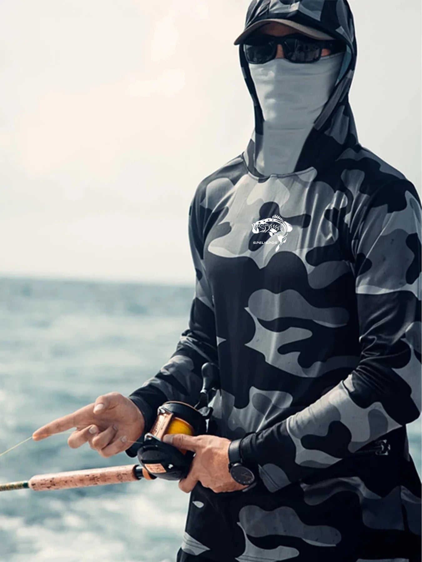 Men's Fishing Hoodie Long Sleeve Sun Protection