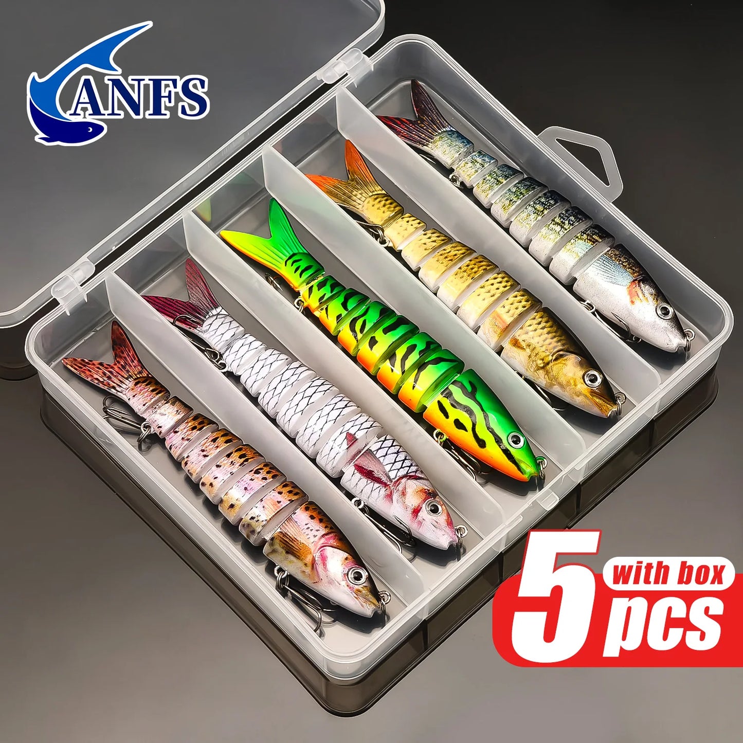 ANFS 5pcs Jointed Bait Fishing Lures