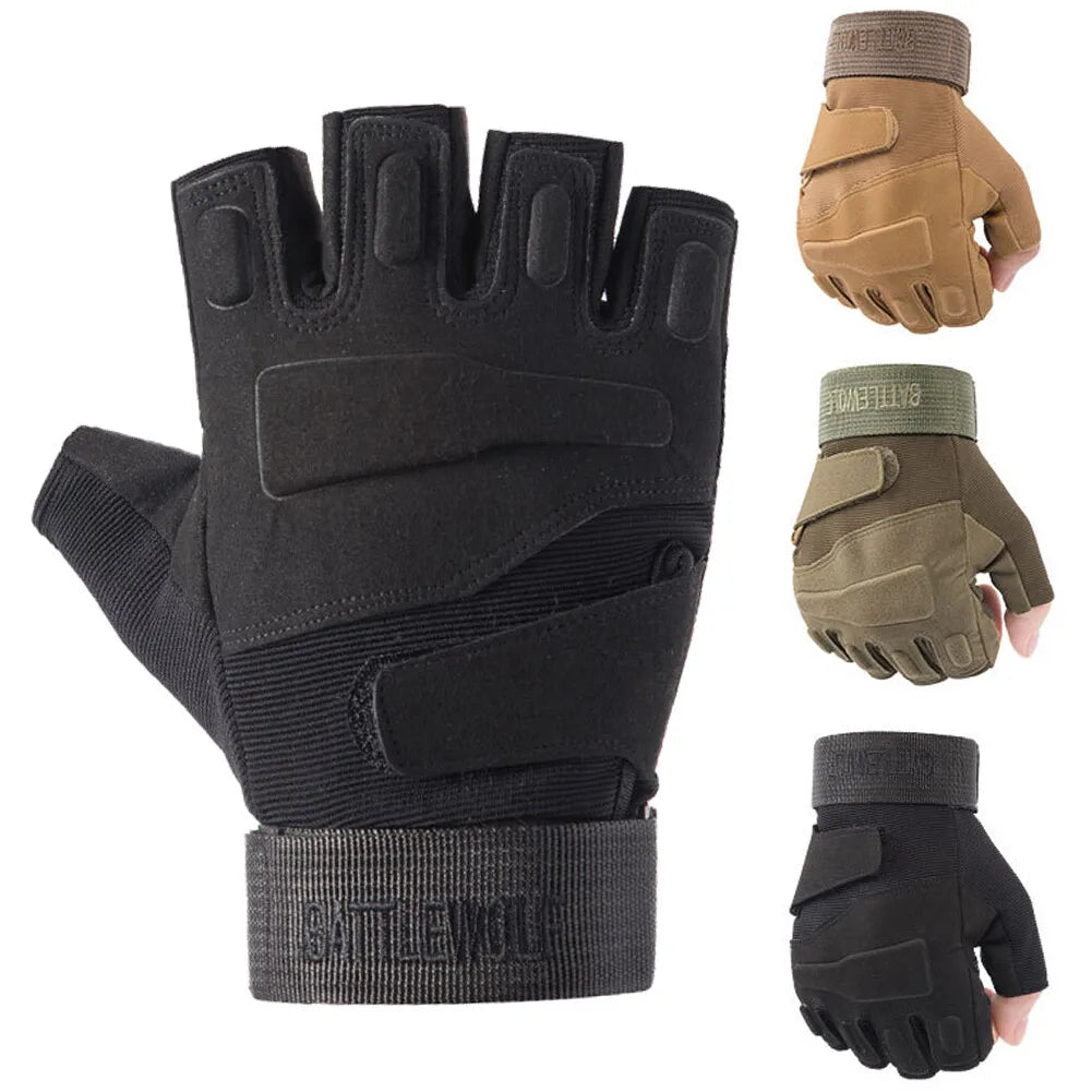 Tactical Military Half Finger Gloves                       Men's Motorcycle Hunting Shooting Fingerless Gloves Cycling Hiking Airsoft Paintball Gloves