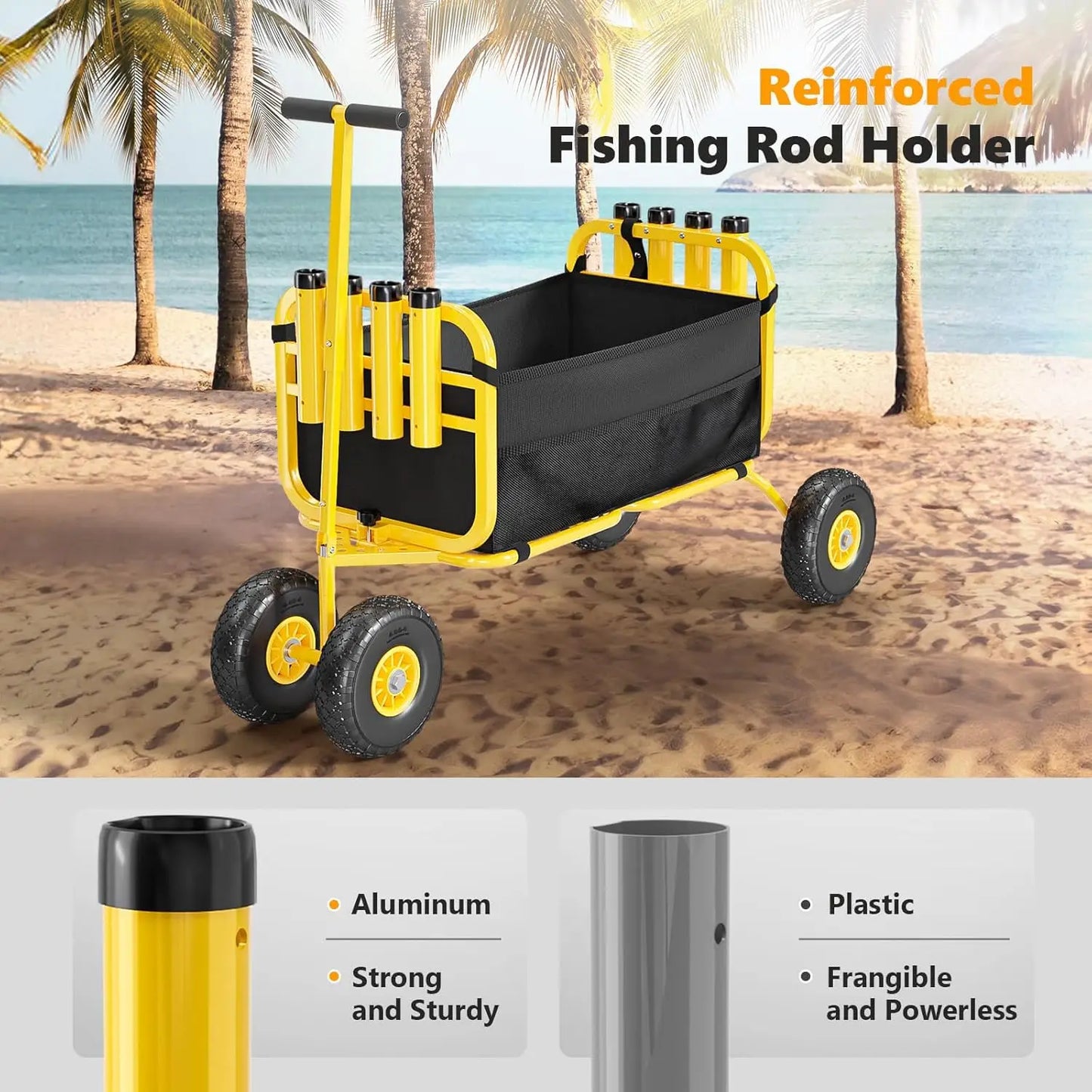 Foldable Fishing Wagon with 11" Airless Tires