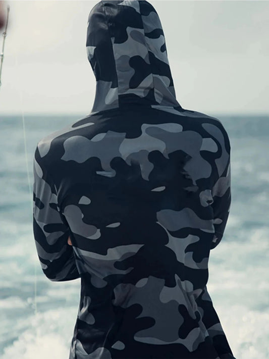 Men's Fishing Hoodie Long Sleeve Sun Protection