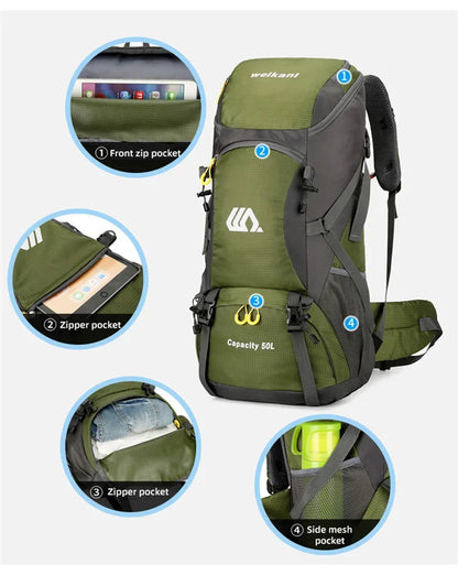 Large 50L Travel Backpack Camping and Hiking