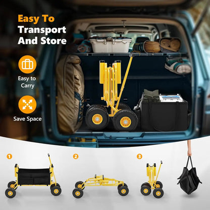 Foldable Fishing Wagon with 11" Airless Tires