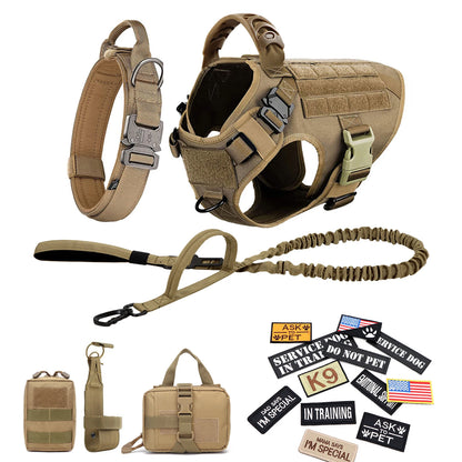 Military Large Dog Harness Collar and Leash