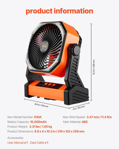 Camping Fan with LED Light