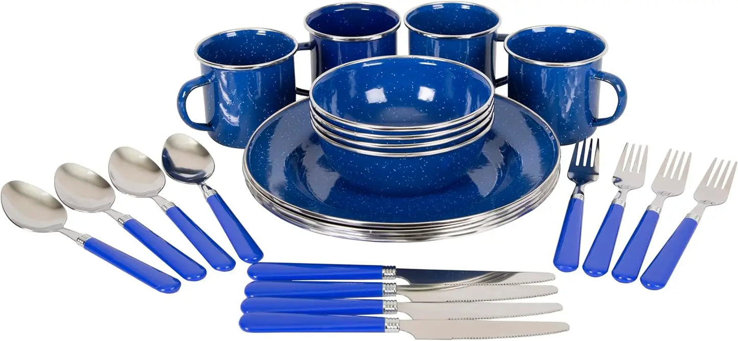 24-Piece Enamel Tableware Set