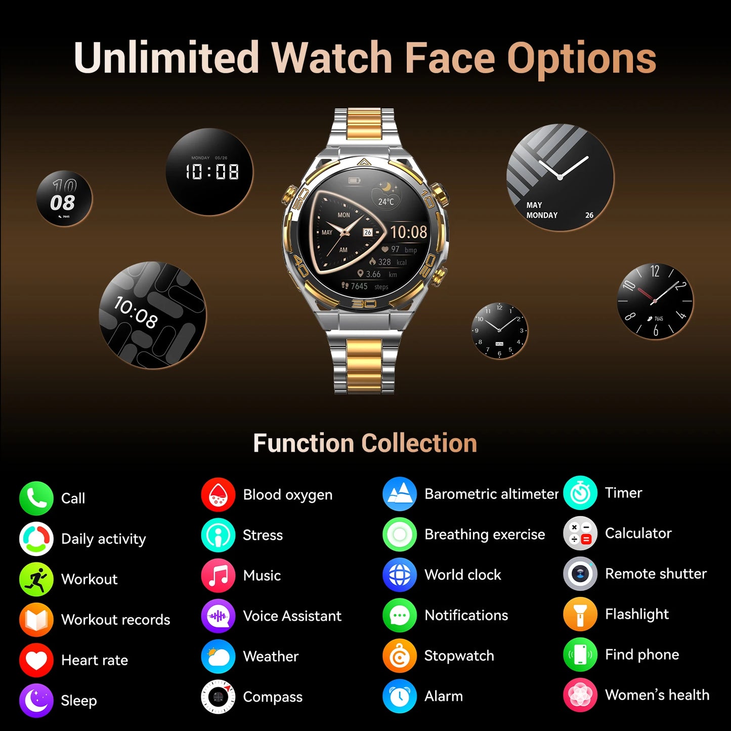 W90Pro GPS Smartwatch with Flashlight